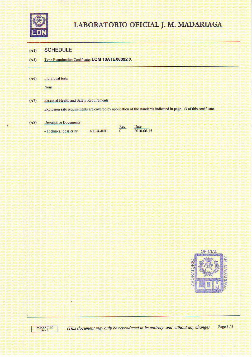 EC type Examination Certificate
